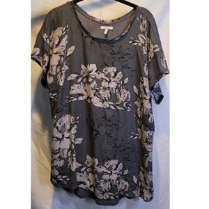 Grey Floral Blouse